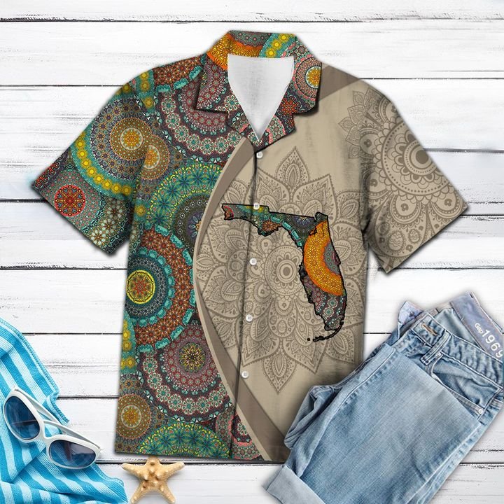 Florida Mandala Hawaiian Shirt Summer Button Up