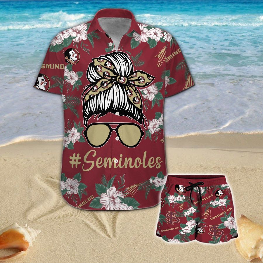 Florida State Seminoles Girl Messy Bun Hawaiian Shirt Hot Trendy Summer 2024