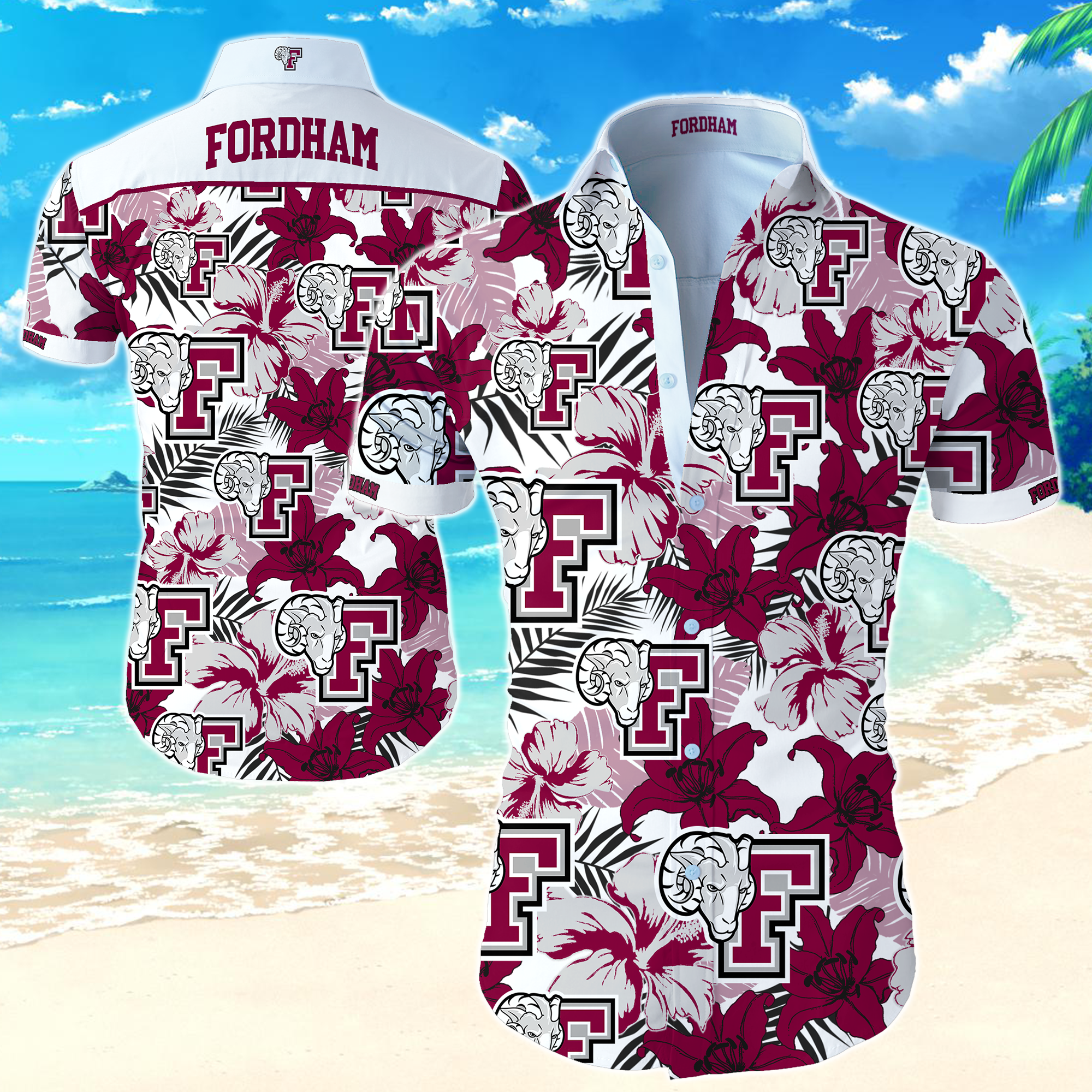 Fordham Rams Hawaiian Shirt Summer Button Up