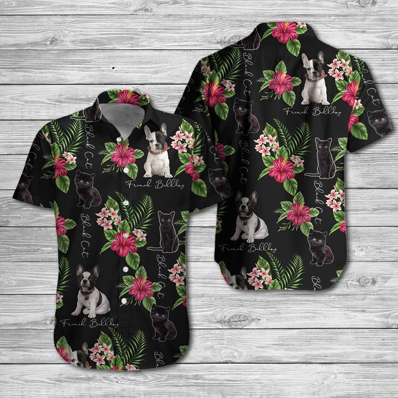 French Bulldog Black Cat Hawaiian Shirt Hot Trendy Summer 2024