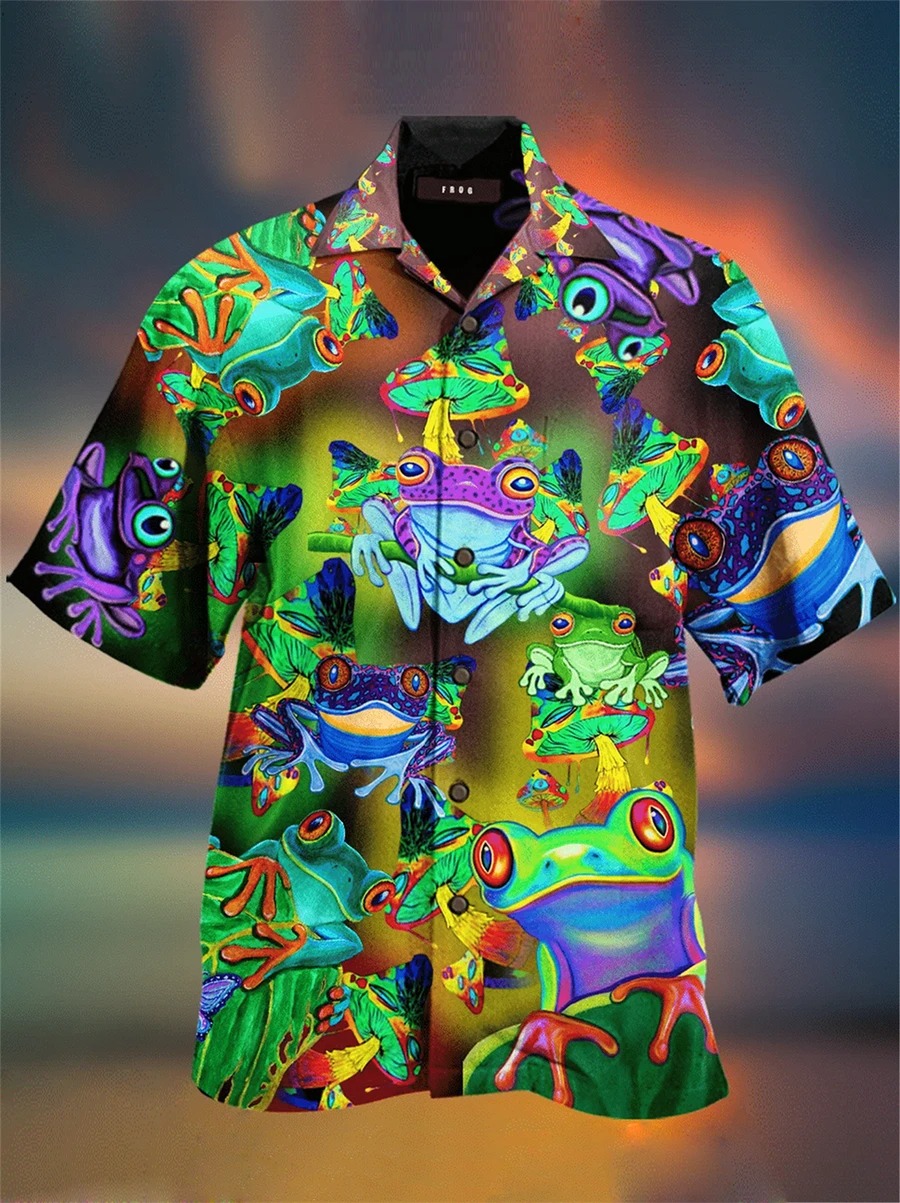 Frog Hippie Hawaiian Shirt