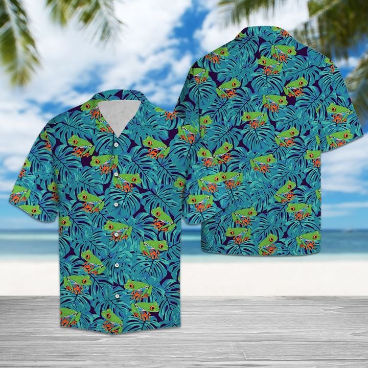 Frog Tropical Hawaiian Shirt Summer Button Up