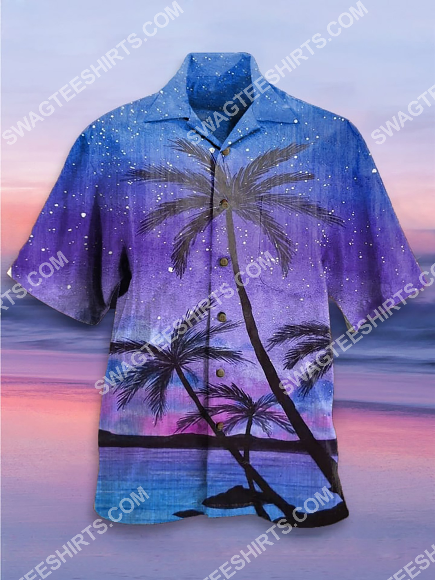 Galaxy Coconut Tree All Over Printing Hawaiian Shirt