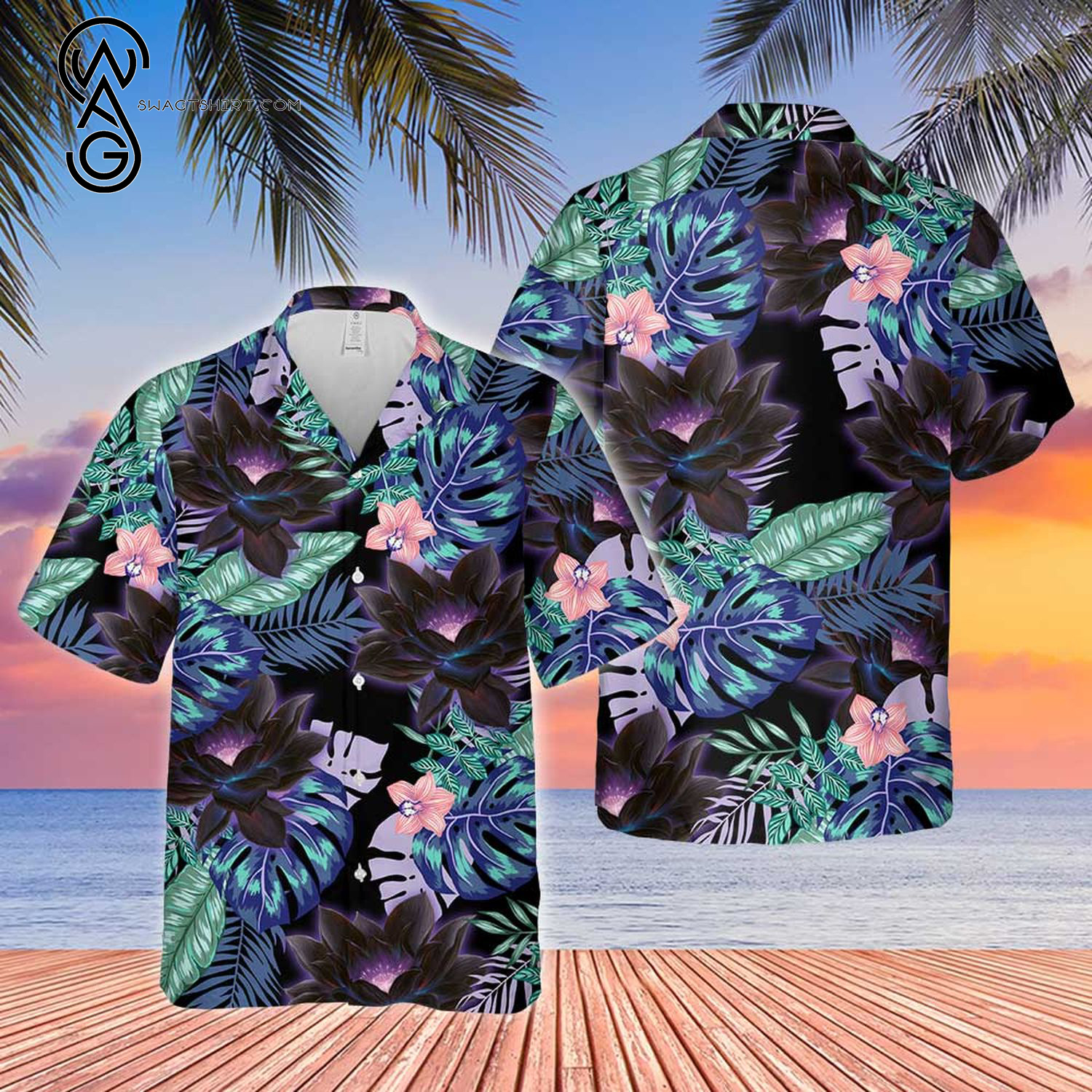 Game Magic The Gathering Black Lotus Floral Hawaiian Shirt