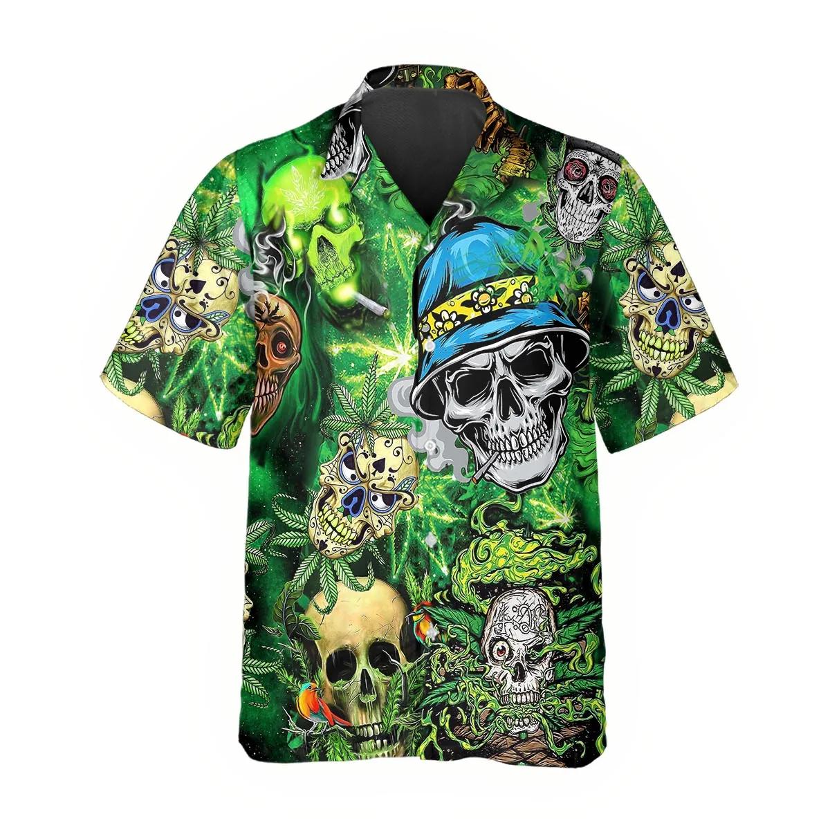 Gangster Weed Badass Skull Hawaiian Shirt – Best Clothing For You