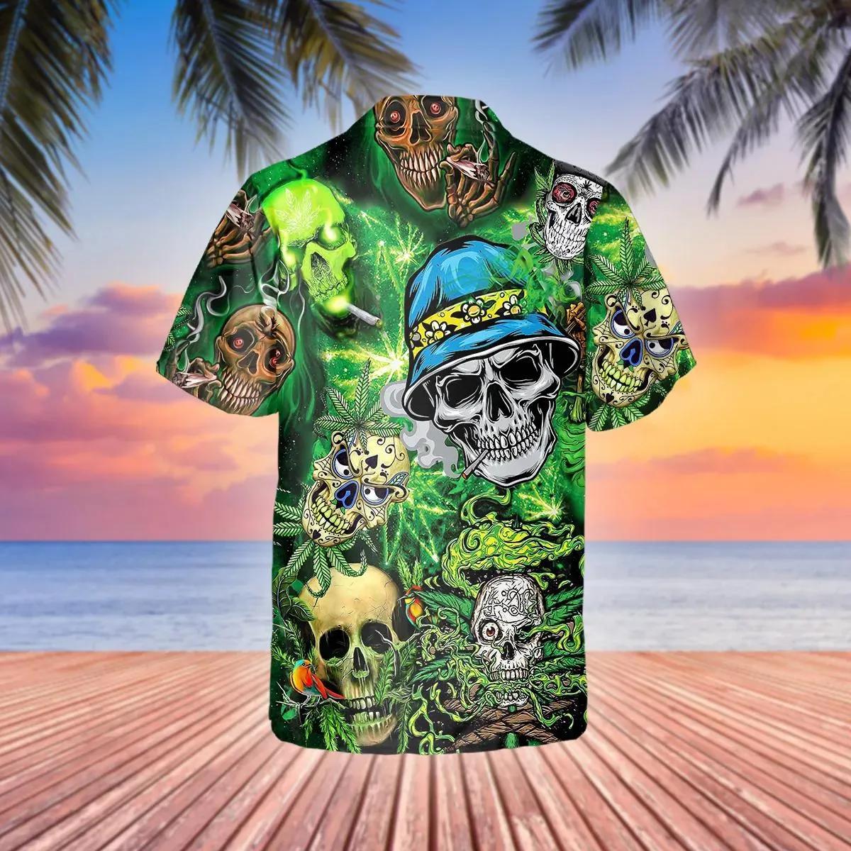 Gangster Weed Badass Skull Hawaiian Shirt – Best Clothing For You