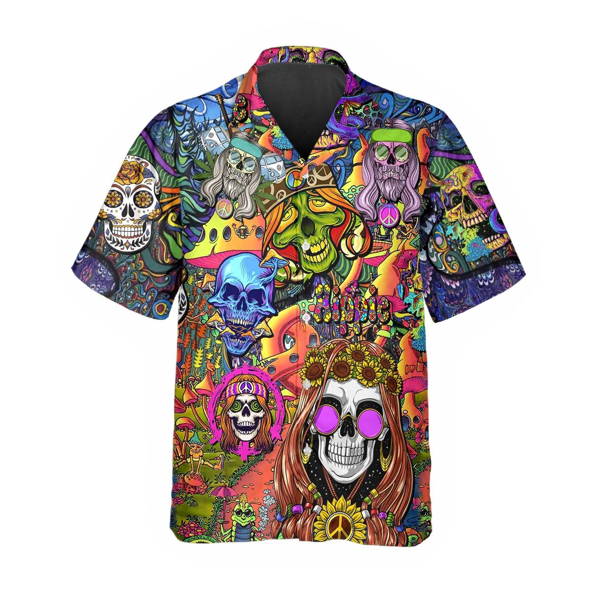 Generic Crazy Trippy Psychedelic Fantasy Colorful Skull Hawaiian Shirt – Best Clothing For You