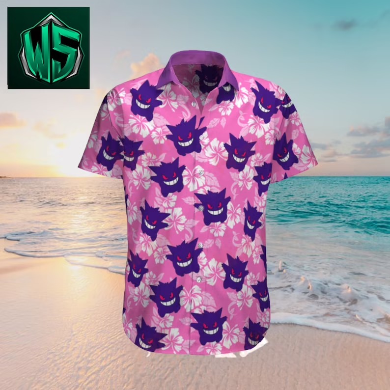 Gengar Pokemon Tropical Beach Hawaiian Shirt