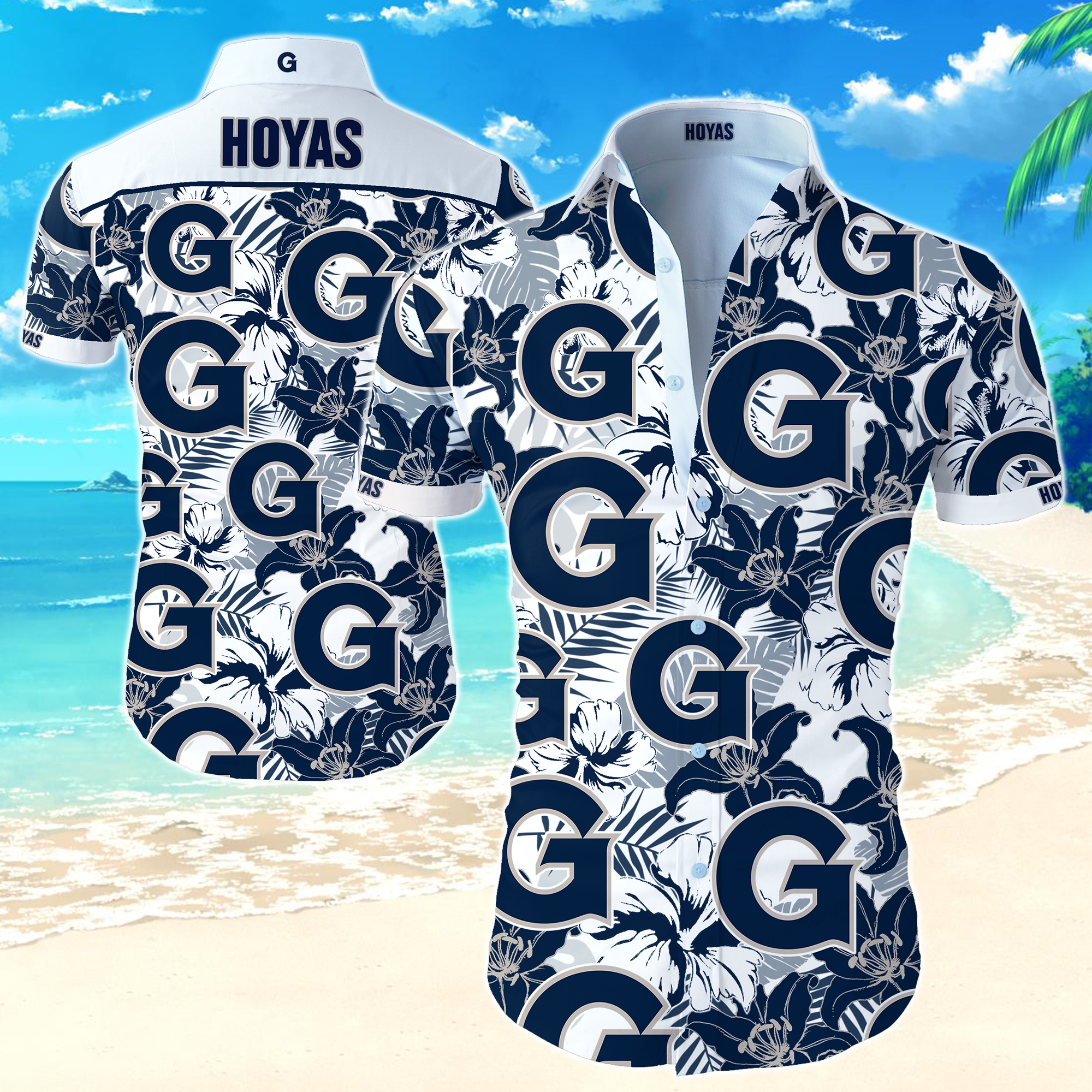 Georgetown Hoyas Hawaiian Shirt Summer Button Up