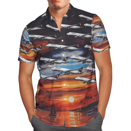 German Airline Lufthansa Airbus A350-941 Hawaiian Shirt