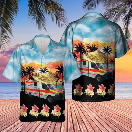 German Ambulance Drk Hawaiian Shirt