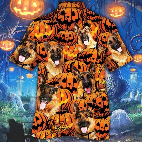 German Shepherd Dog Halloween Pumpkin Hawaiian Shirt