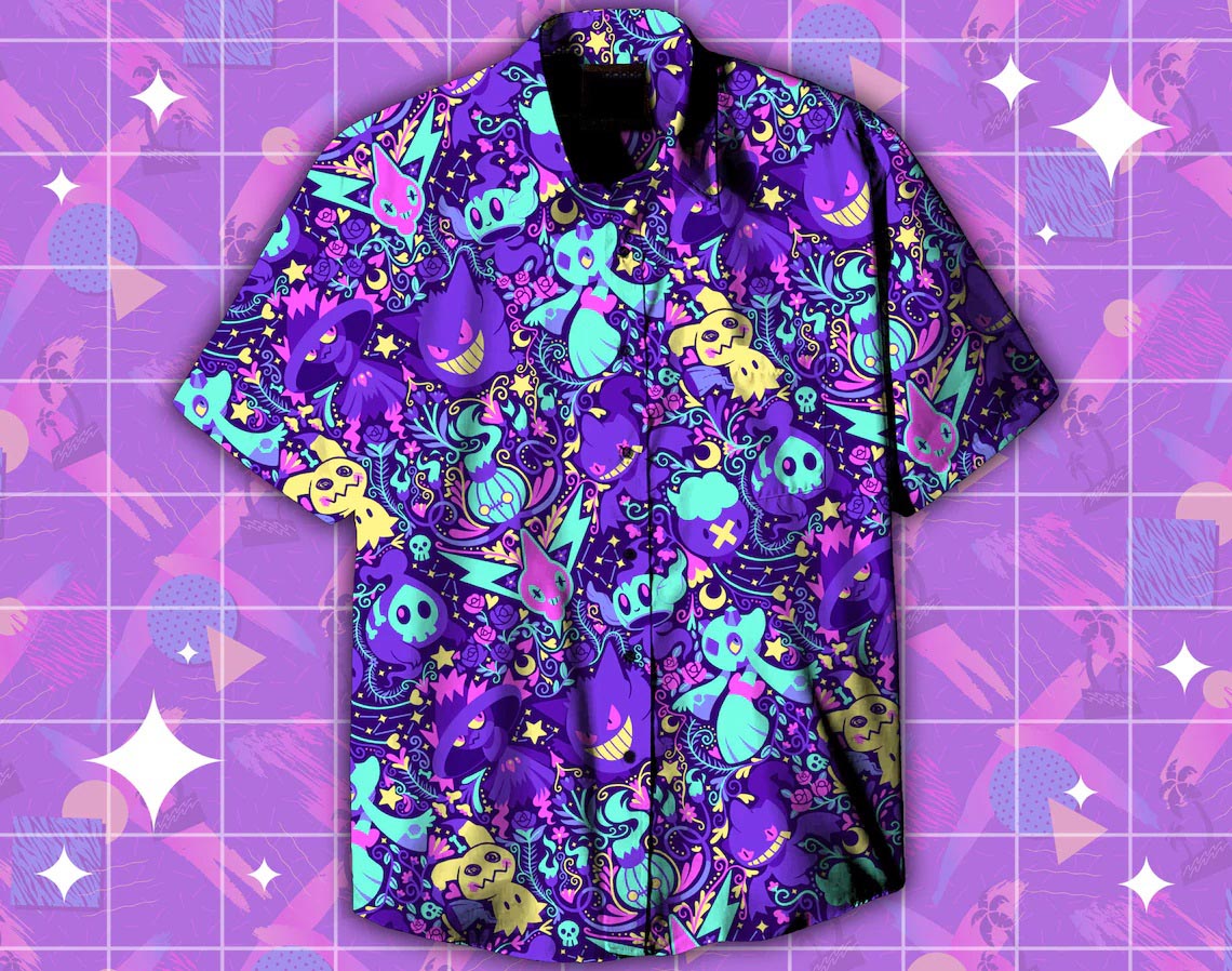 Ghost Pokemon Short Sleeve Hawaiian Shirt