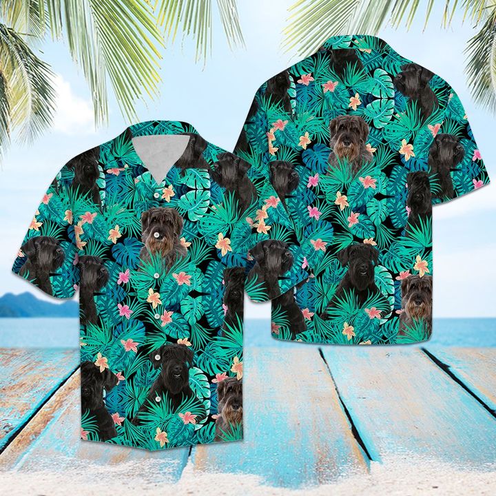 Giant Schnauzer Tropical Hawaiian Shirt Summer Button Up