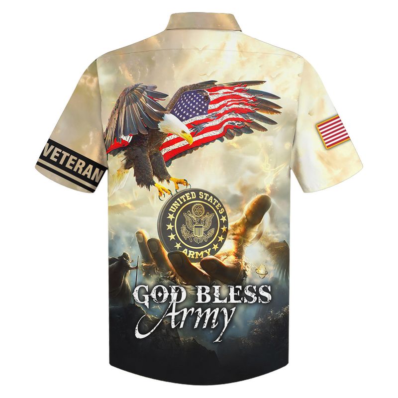 God Bless Army Veteran Eagle Hawaiian Shirt