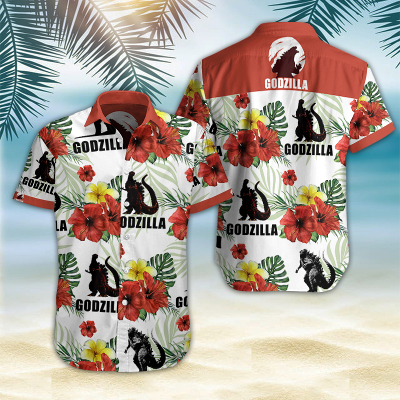 Godzilla Hawaiian Shirt Summer Button Up