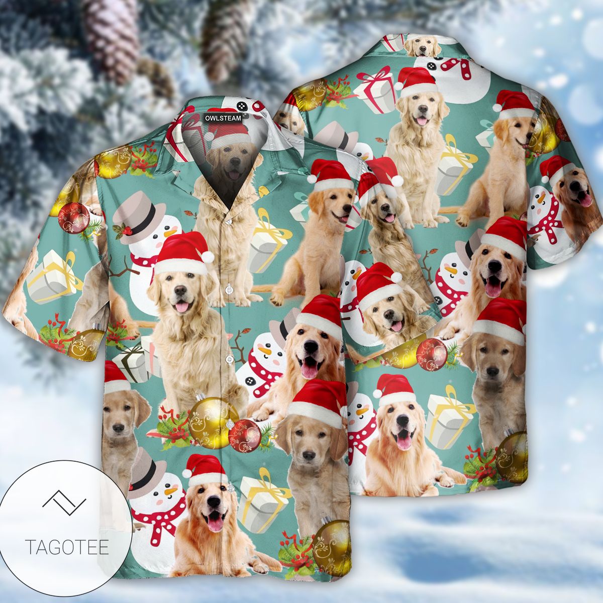 Golden Retriever Merry Christmas Hawaiian Shirt