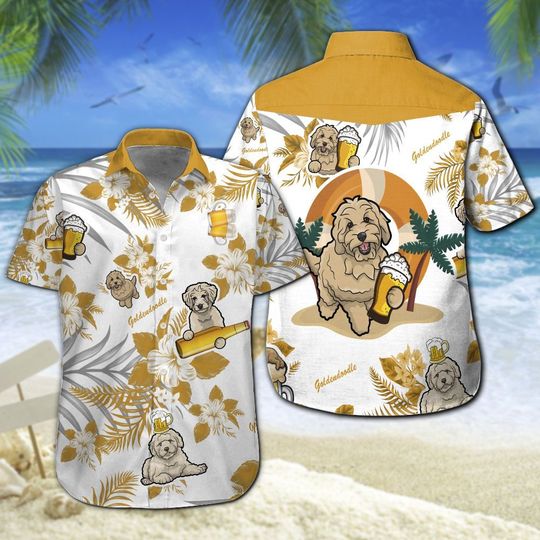 Goldendoodle Beer Hawaiian Shirt Summer Button Up