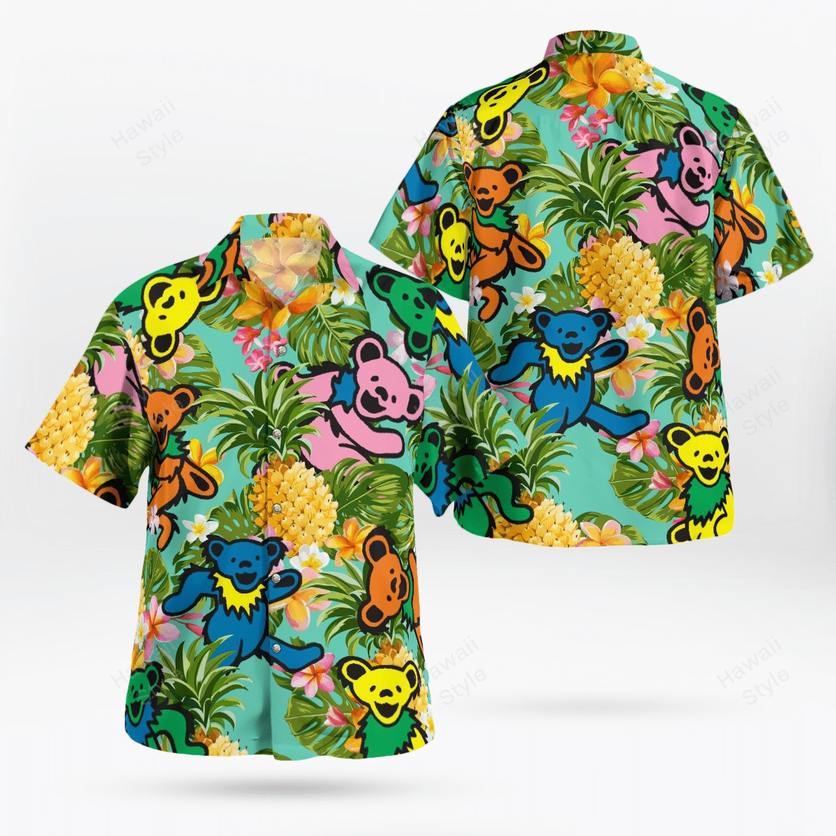 Grateful Dead Bear Pineapple Tropical Hawaiian Shirt