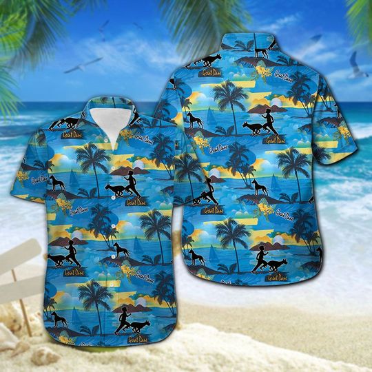 Great Dane Hawaiian Shirt Summer Button Up