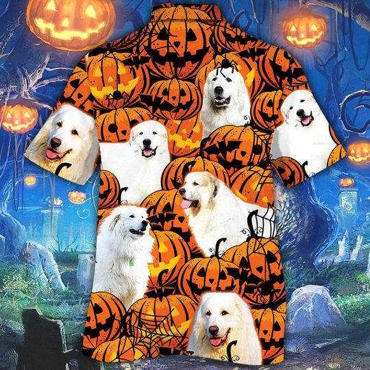 Great Pyrenees Dog Halloween Pumpkin Hawaiian Shirt