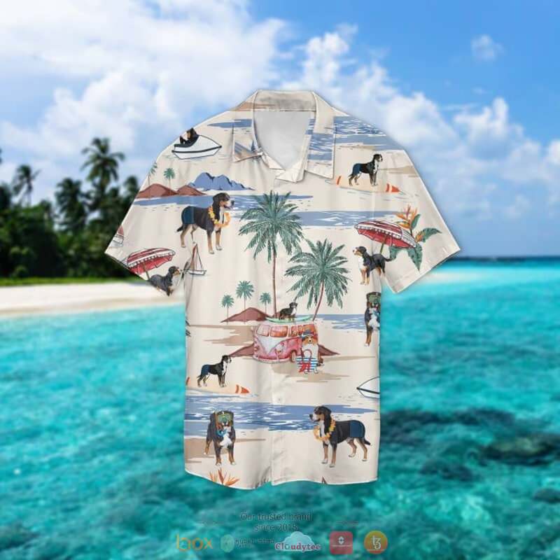 Greater Swiss Mountain Dog Summer Beach Hawaiian Shirt