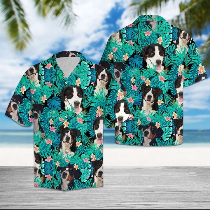 Greater Swiss Mountain Dog Tropical Hawaiian Shirt Summer Button Up