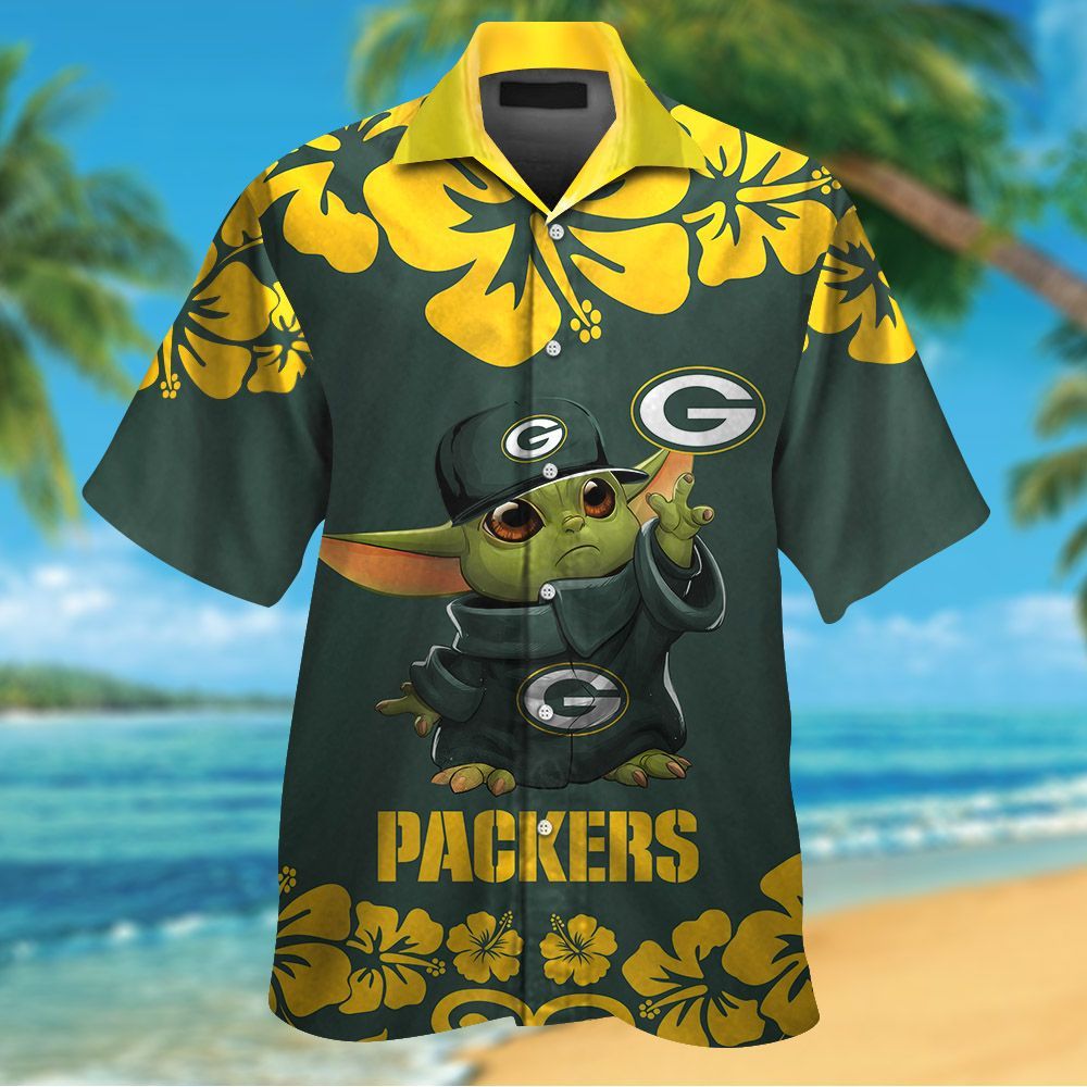 Green Bay Packers & Baby Yoda Hawaiian Shirt Hot Trendy Summer 2024