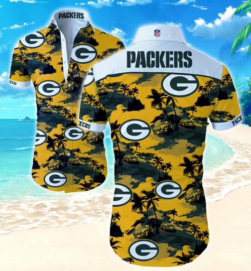 Green Bay Packers Coconut Tree Hawaiian Shirt Summer Button Up