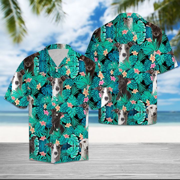 Greyhound Tropical Hawaiian Shirt Summer Button Up