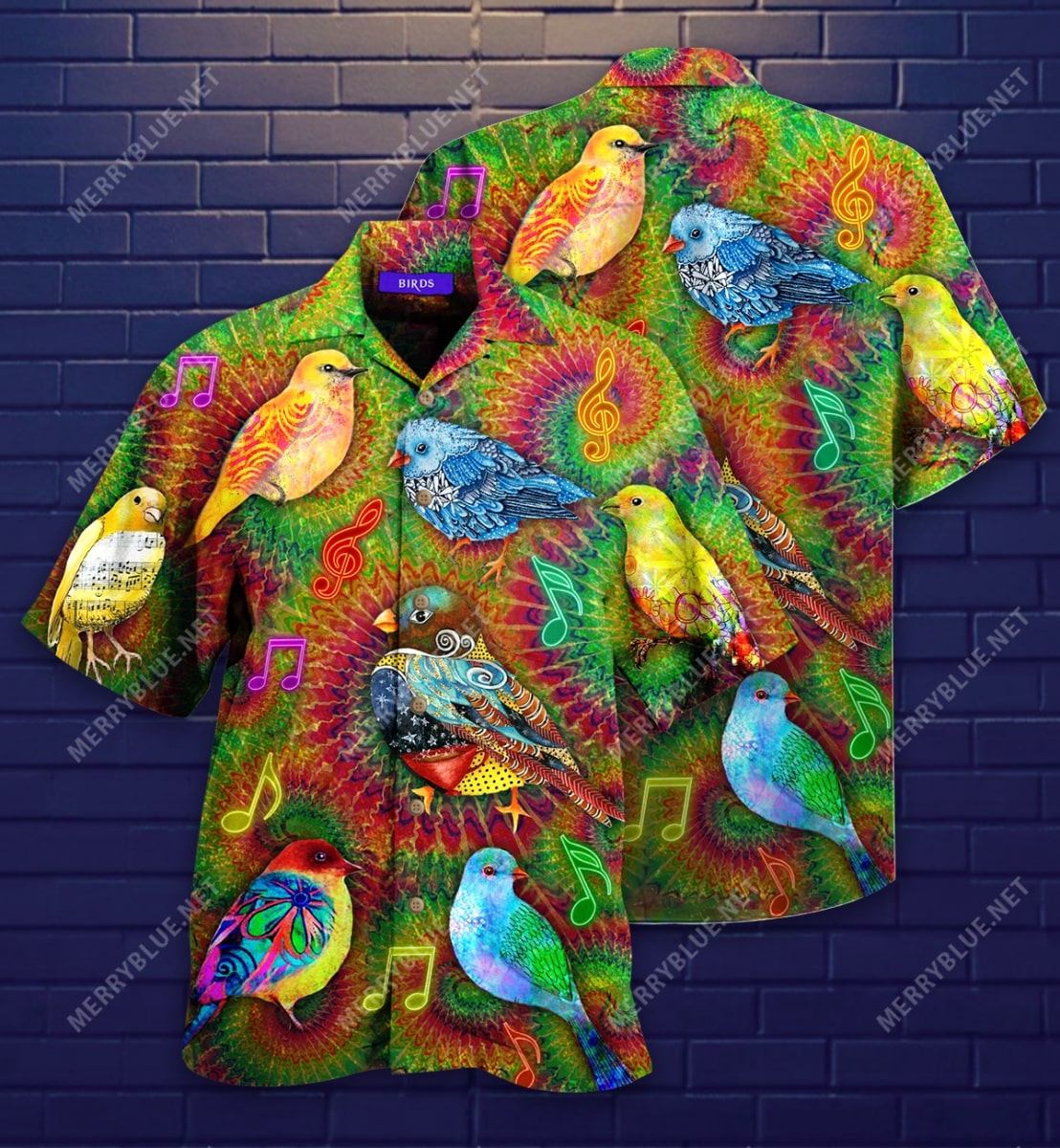 Groovy Birdy Colorful All Over Printed Hawaiian Shirt