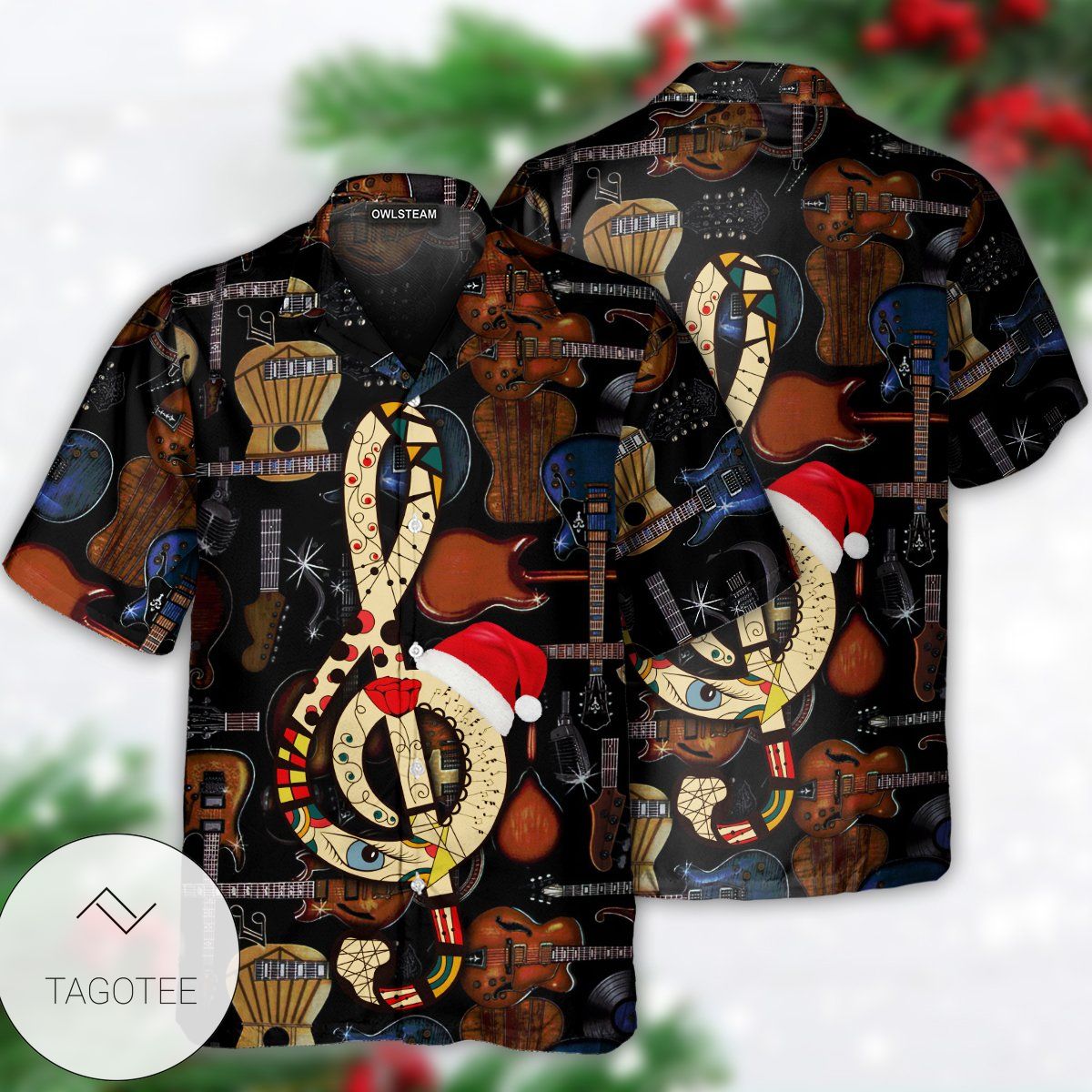 Guitar Happiness Merry Christmas Hawaiian Shirt- Tagotee