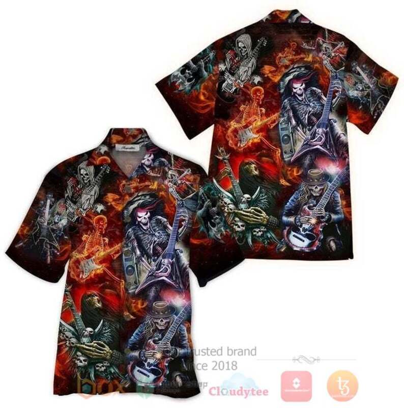 Guitar Skull Hawaiian Shirt