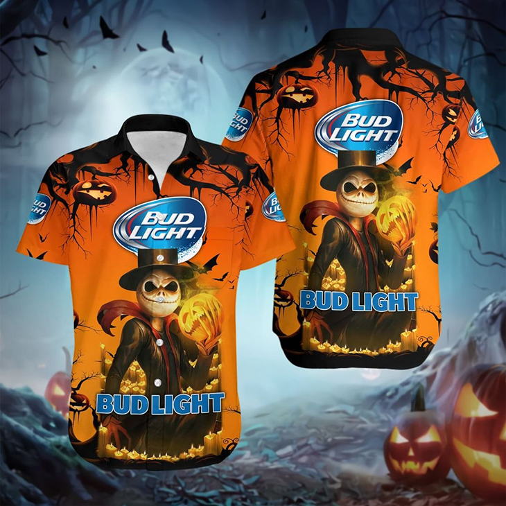 Halloween Jack Skellington Bud Light Logo Hawaiian Shirt