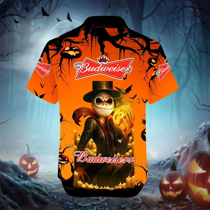 Halloween Jack Skellington Budweiser Logo Hawaiian Shirt