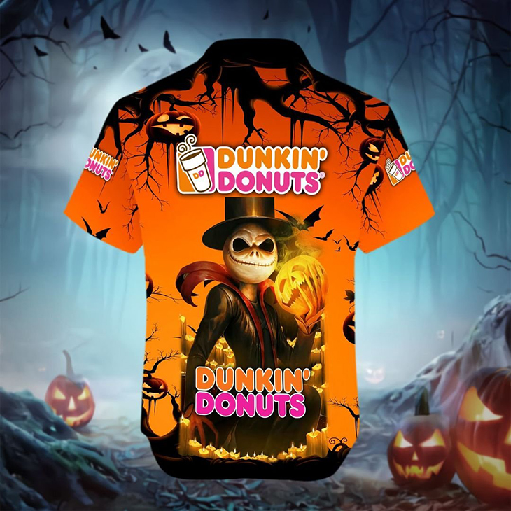 Halloween Jack Skellington Dunkin Donuts Logo Hawaiian Shirt