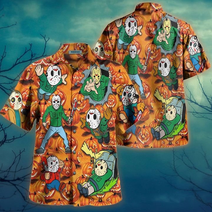 Halloween Pumpkin Jason Voorhees Hawaiian Shirt