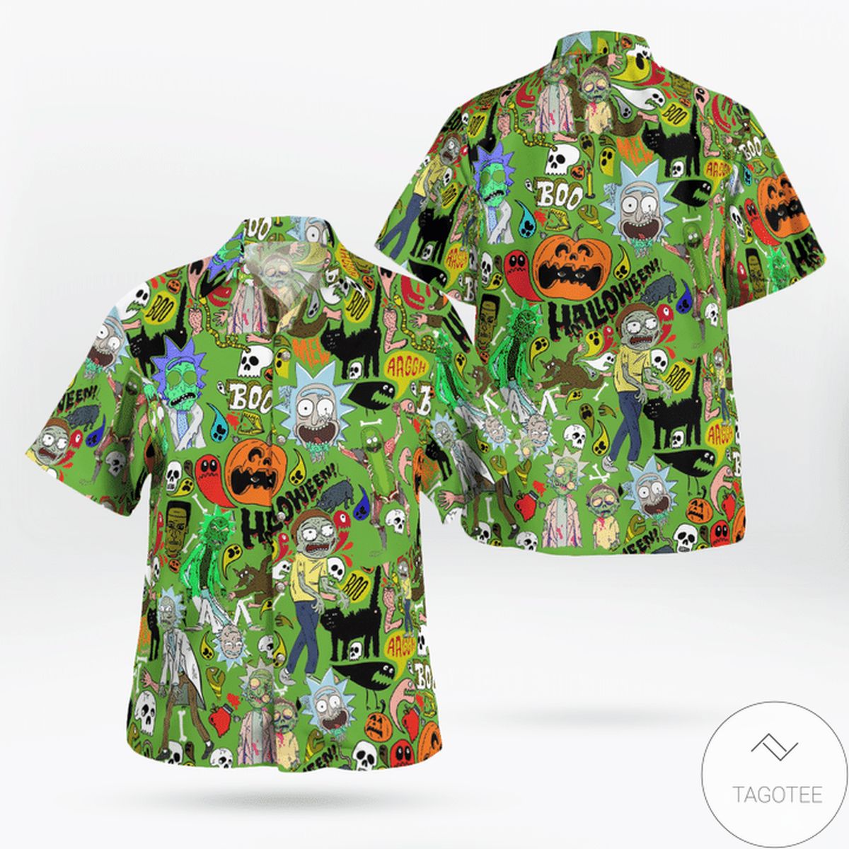 Halloween Rick And Morty Pattern Hawaiian Shirt