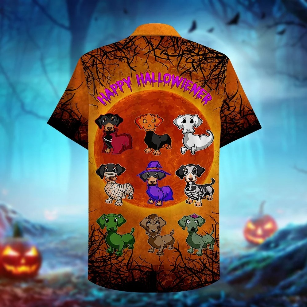 Happy Hallowiener Dachshund Bat Hawaiian Shirt