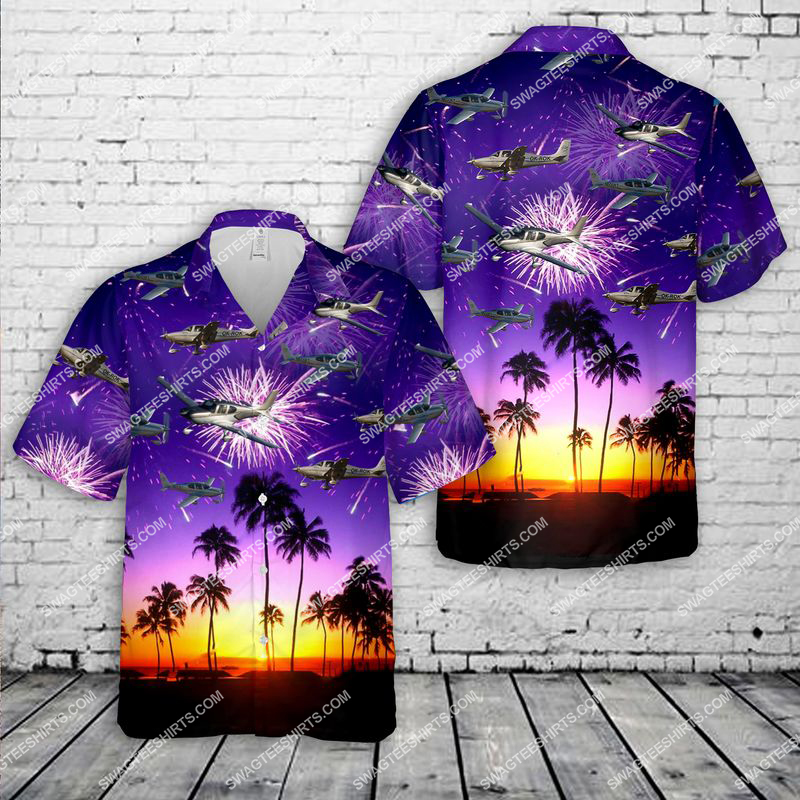 Happy Independence Day Cirrus 22 Airplane All Over Printed Hawaiian Shirt