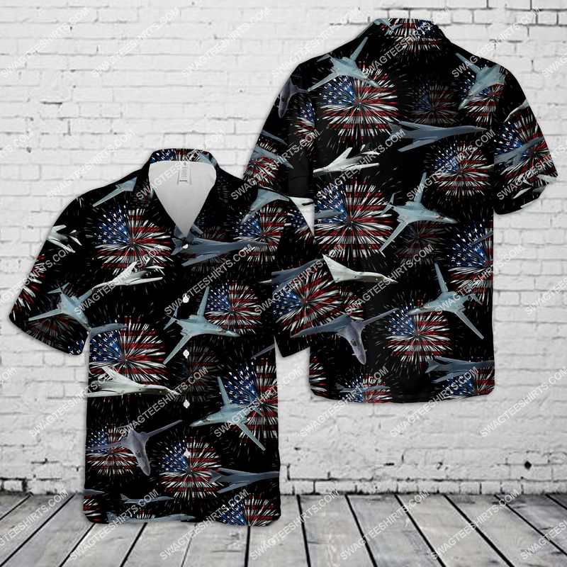 Happy Independence Day Us Air Force Rockwell B-1 Lancer Hawaiian Shirt