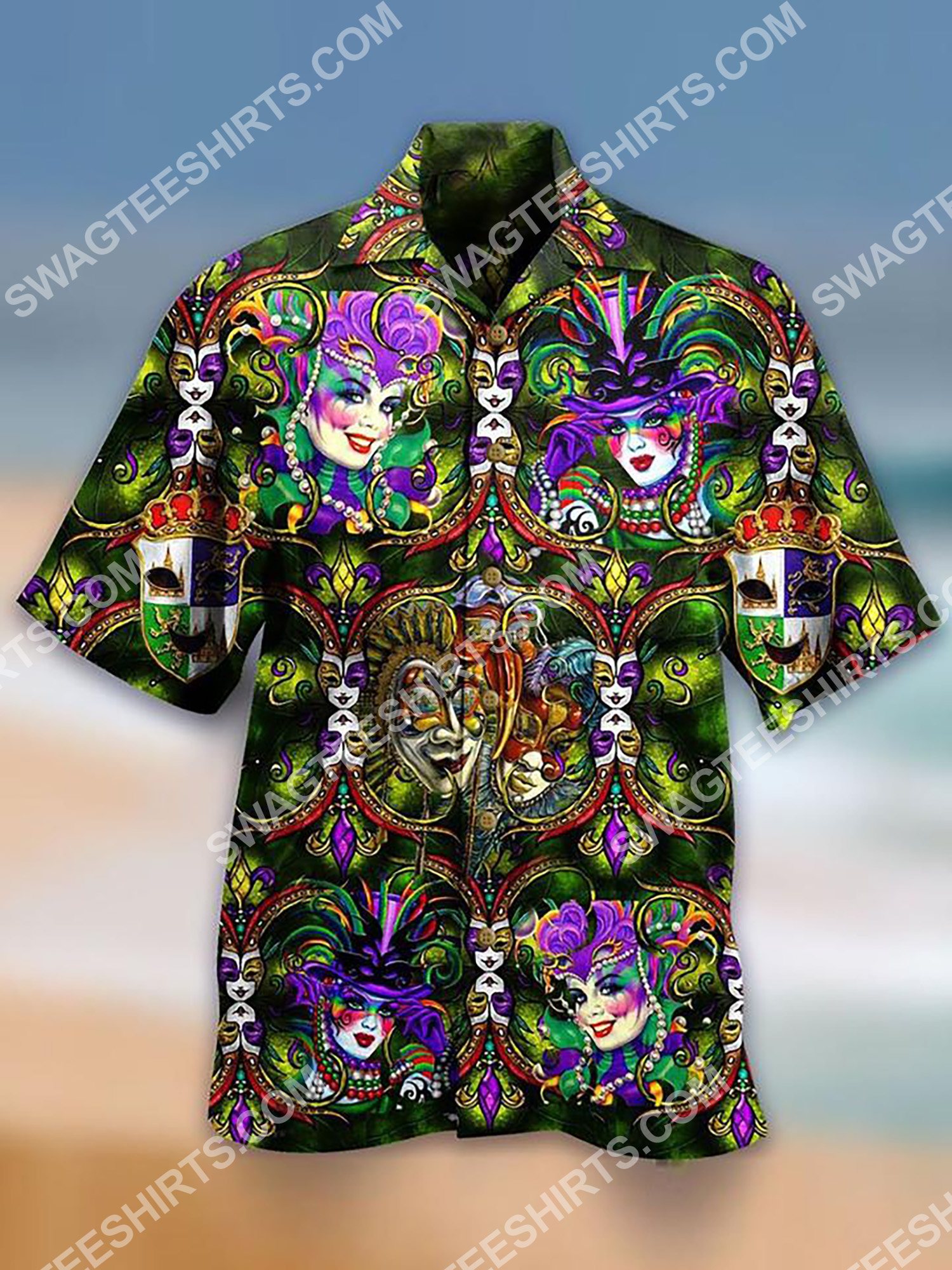 Happy Mardi Gras All Over Printing Hawaiian Shirt