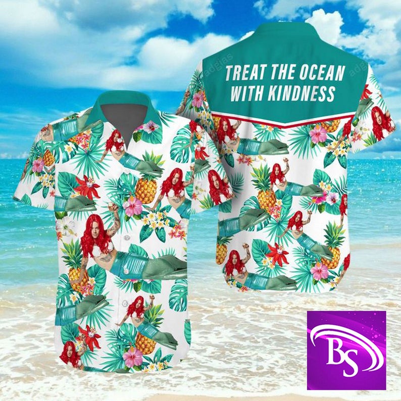 Harry Styles Mermaid Treat Our Oceans With Kindness Hawaiian Shirt