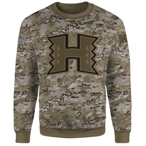 Hawaii Rainbow Warriors 3D Camo Veteran Hoodie, Shirt