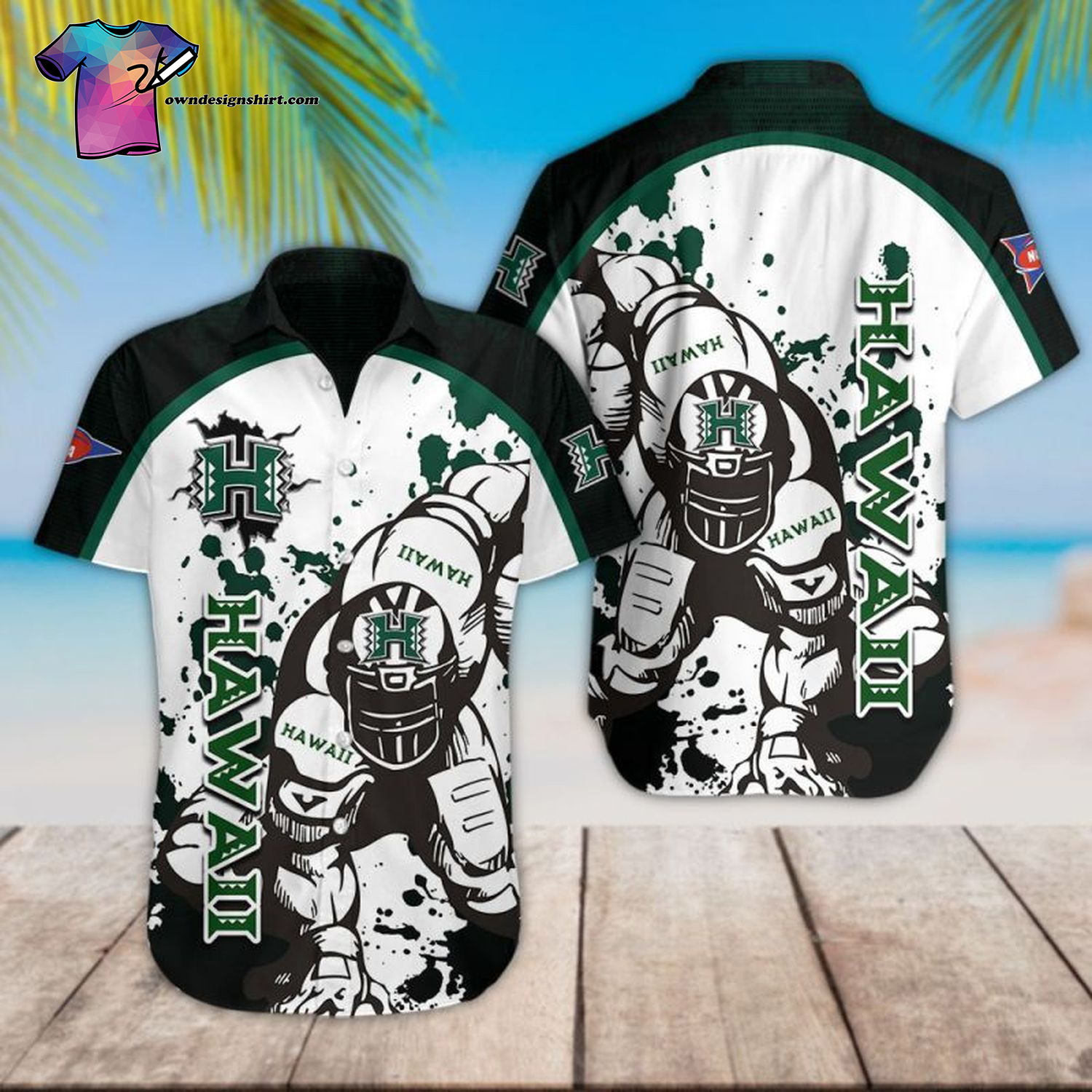 Hawaii Rainbow Warriors Football Player Hawaiian Shirt