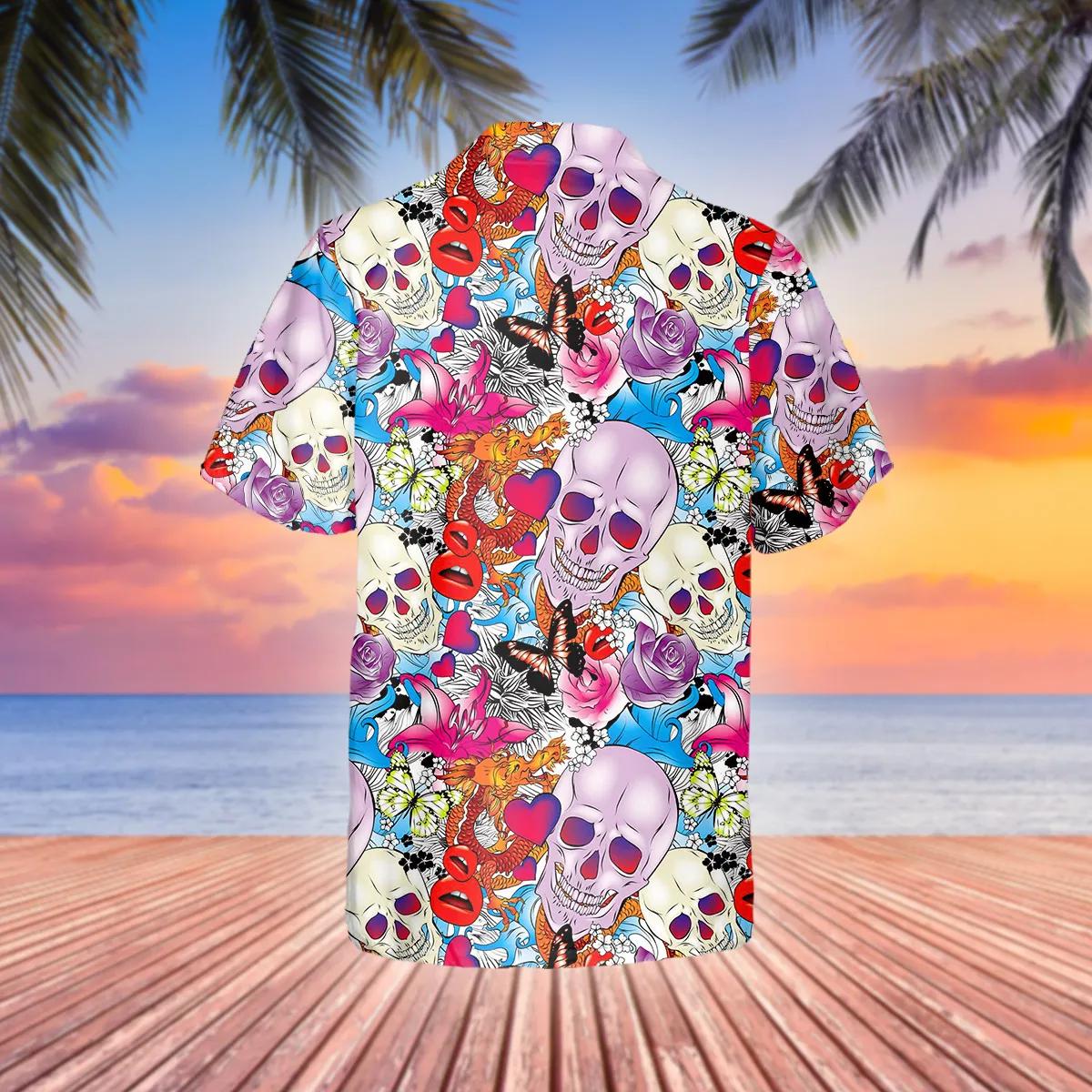 Hawaiian Shirt With Skull Flowers Butterfly – Best Clothing For You