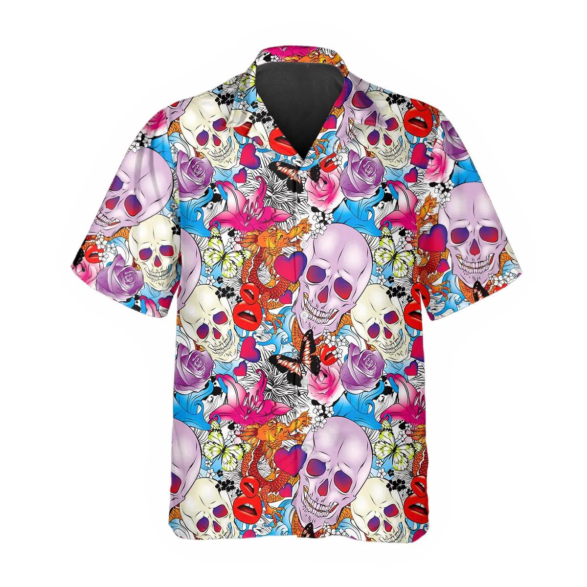 Hawaiian Shirt With Skull Flowers Butterfly – Best Clothing For You