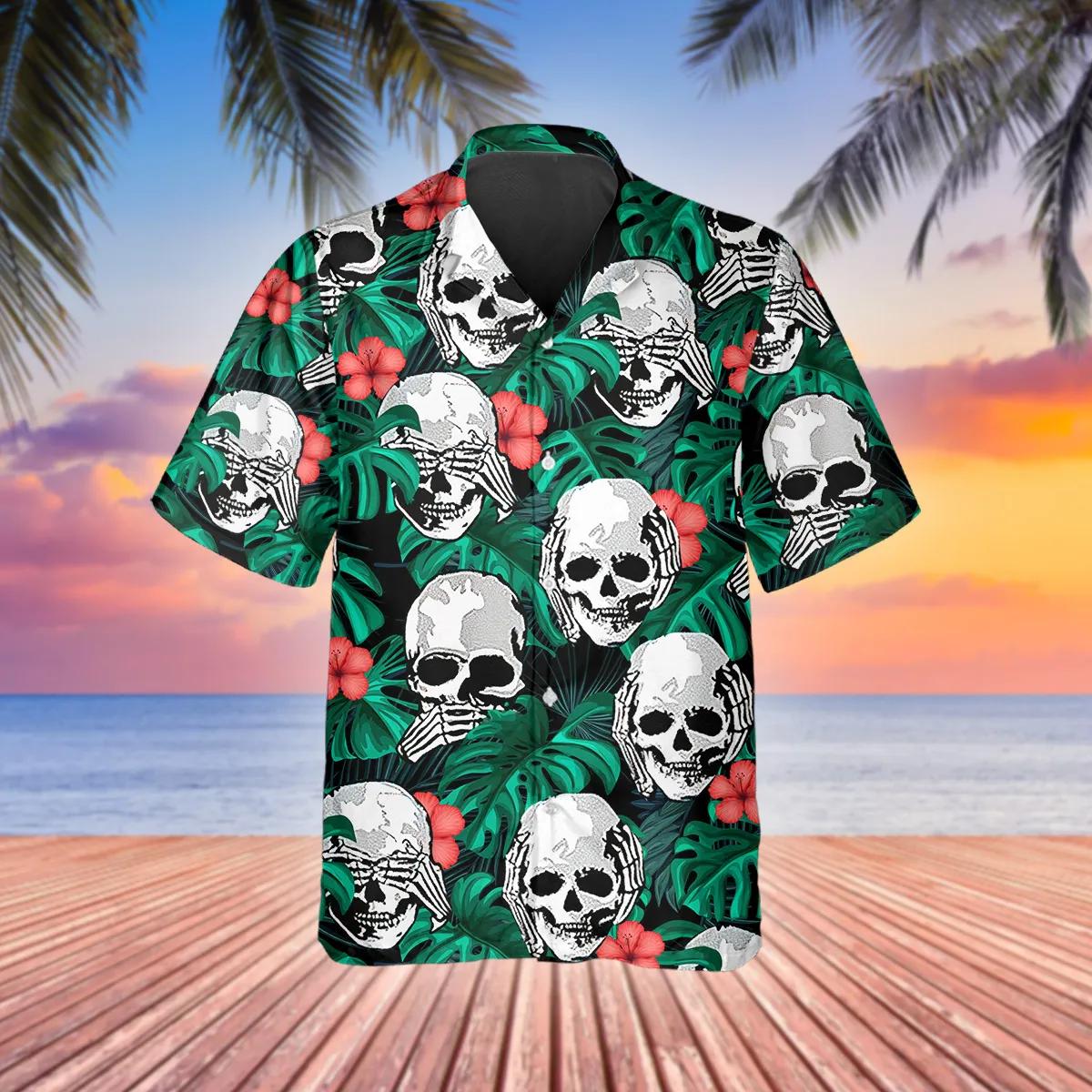 Hear No Evil See No Evil Speak No Evil Mexican Skull Hawaiian Shirt – Best Clothing For You