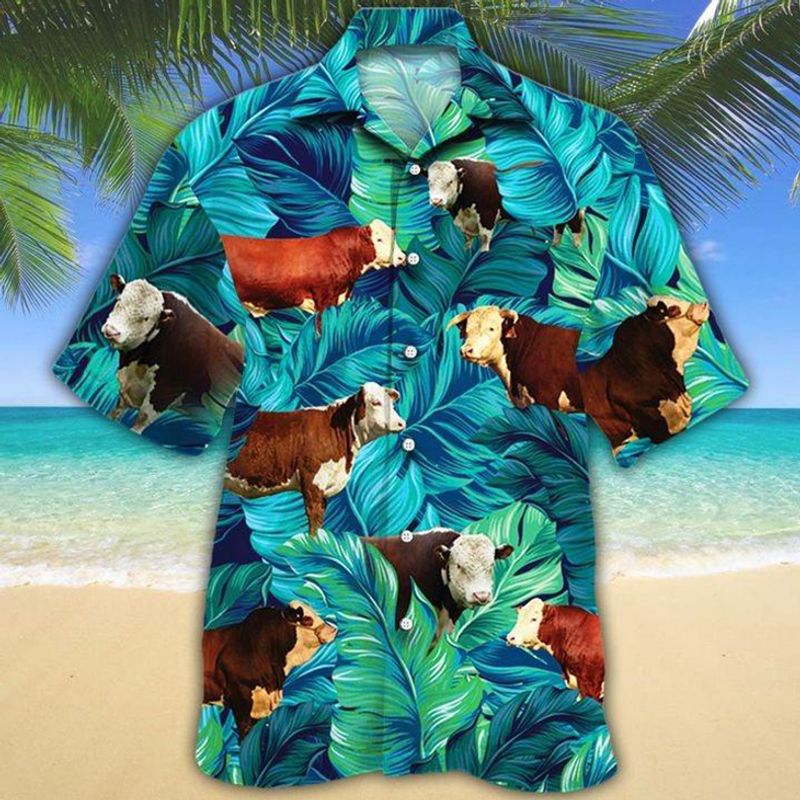 Hereford Cattle Cow Hawaiian Shirt