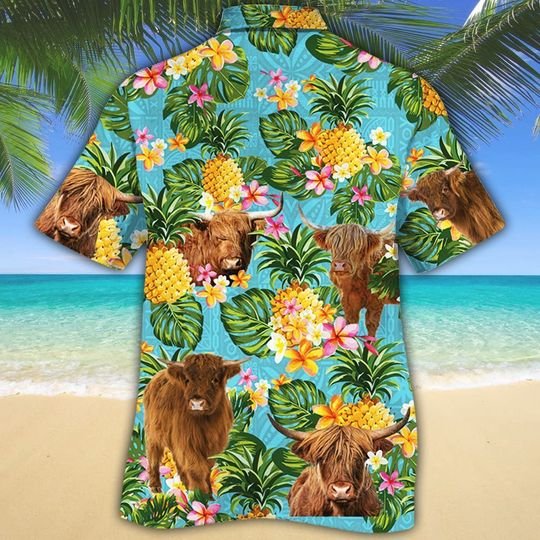 Highland Cattle Pineapple Hawaiian Shirt